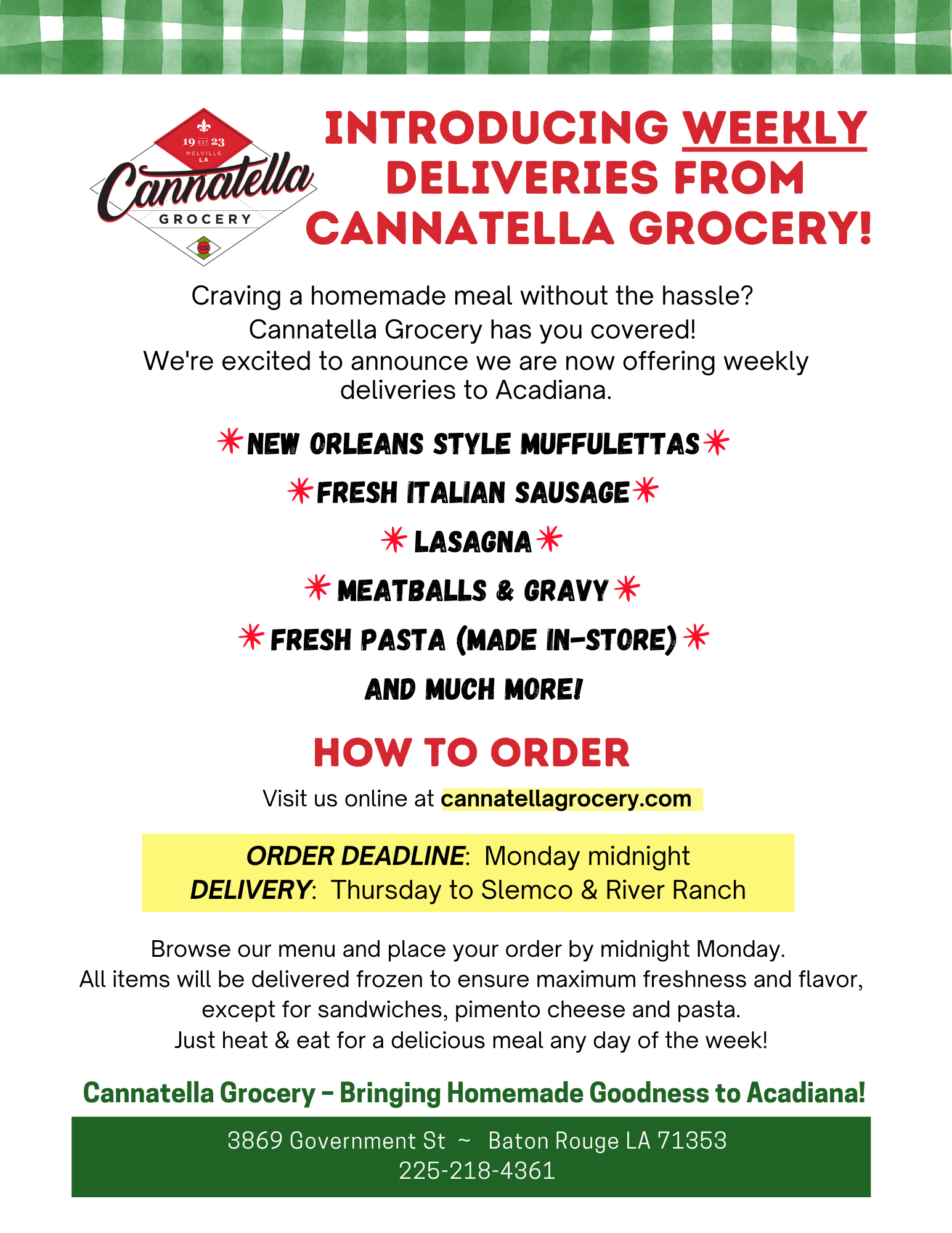 Introducing weekly deliveries from Cannatella Grocery flyer