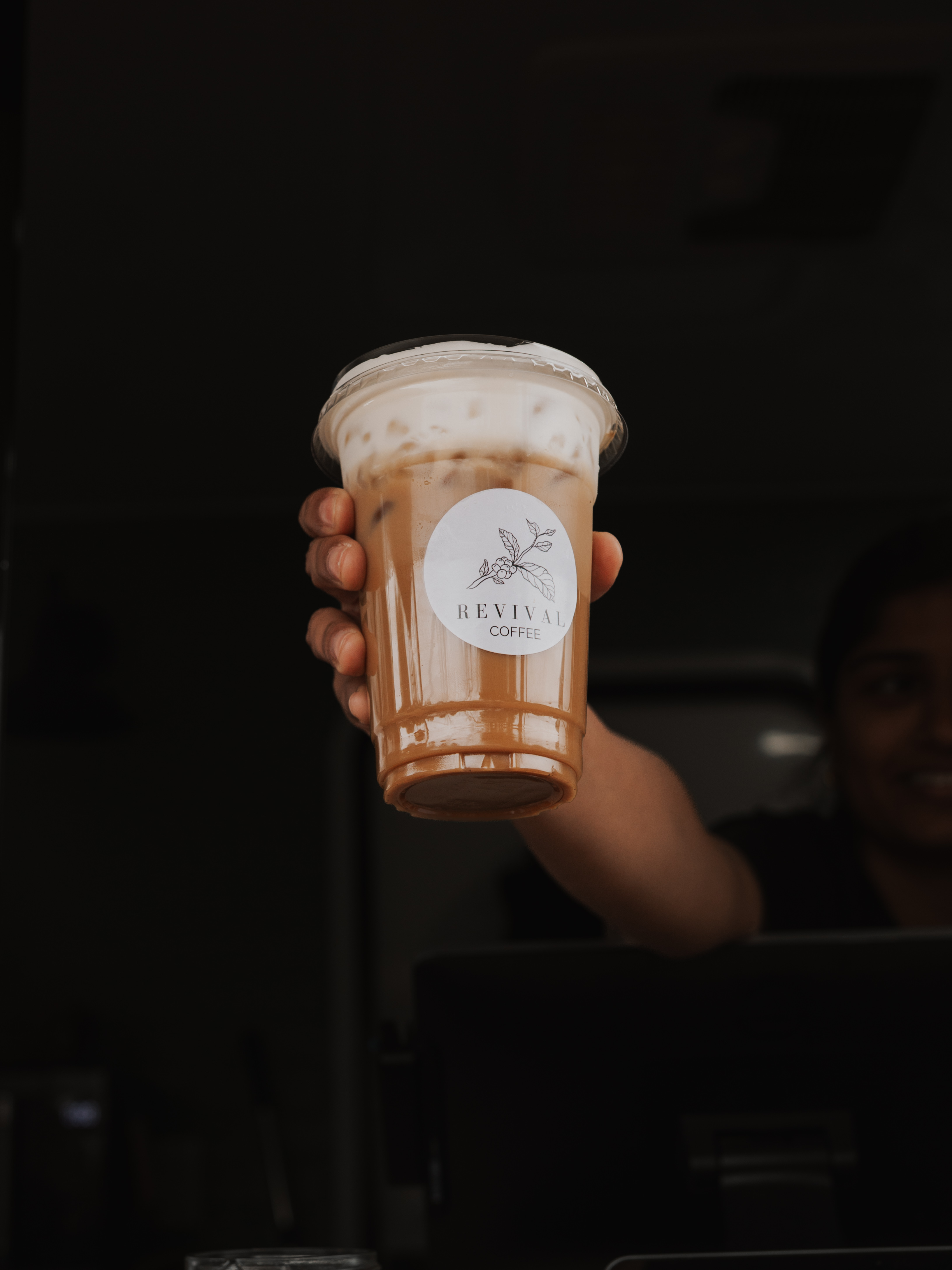 Iced latte with house-made syrup from Revival Coffee Savannah