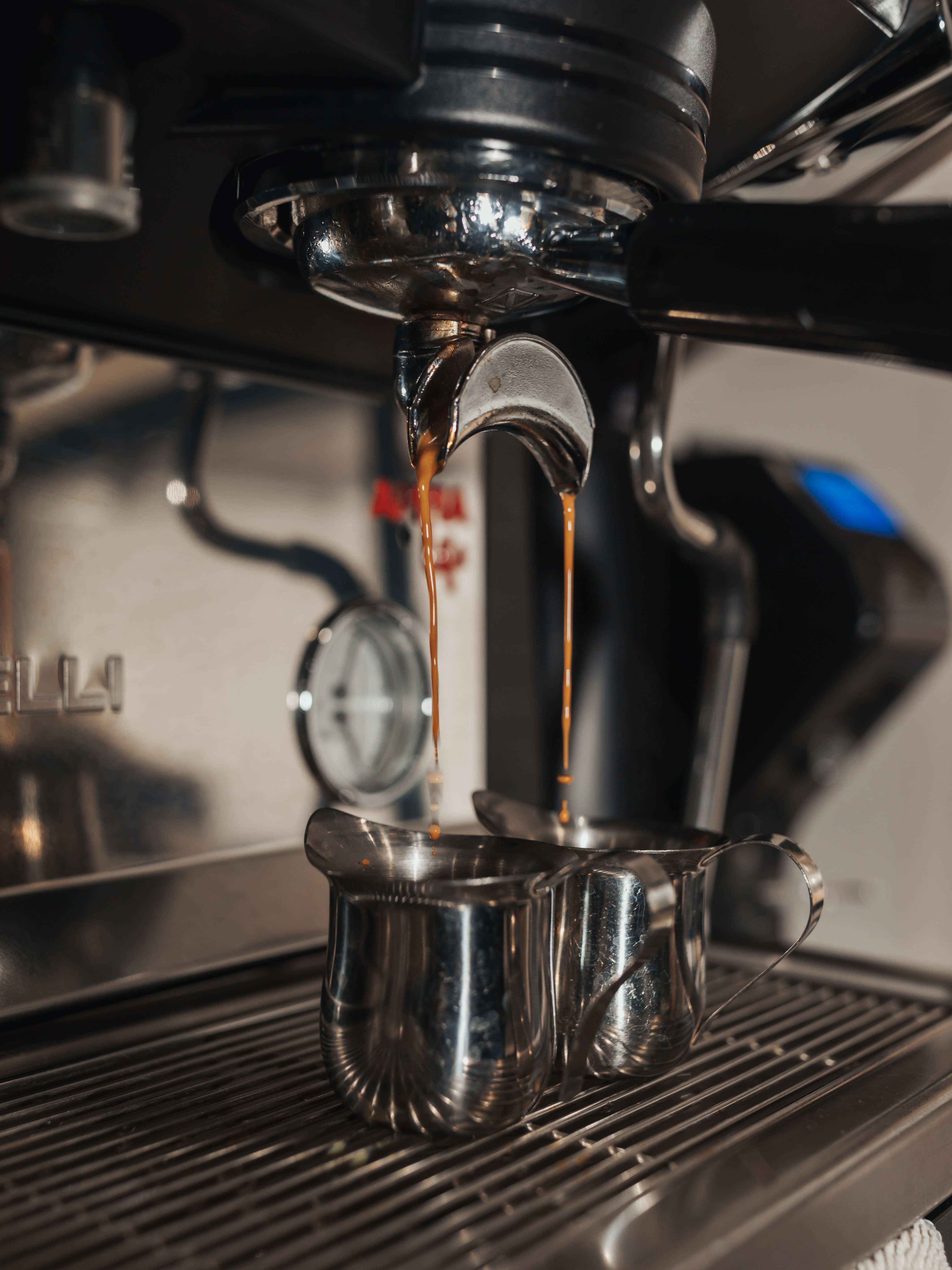 Barista pulling espresso shot at Revival Coffee mobile café
