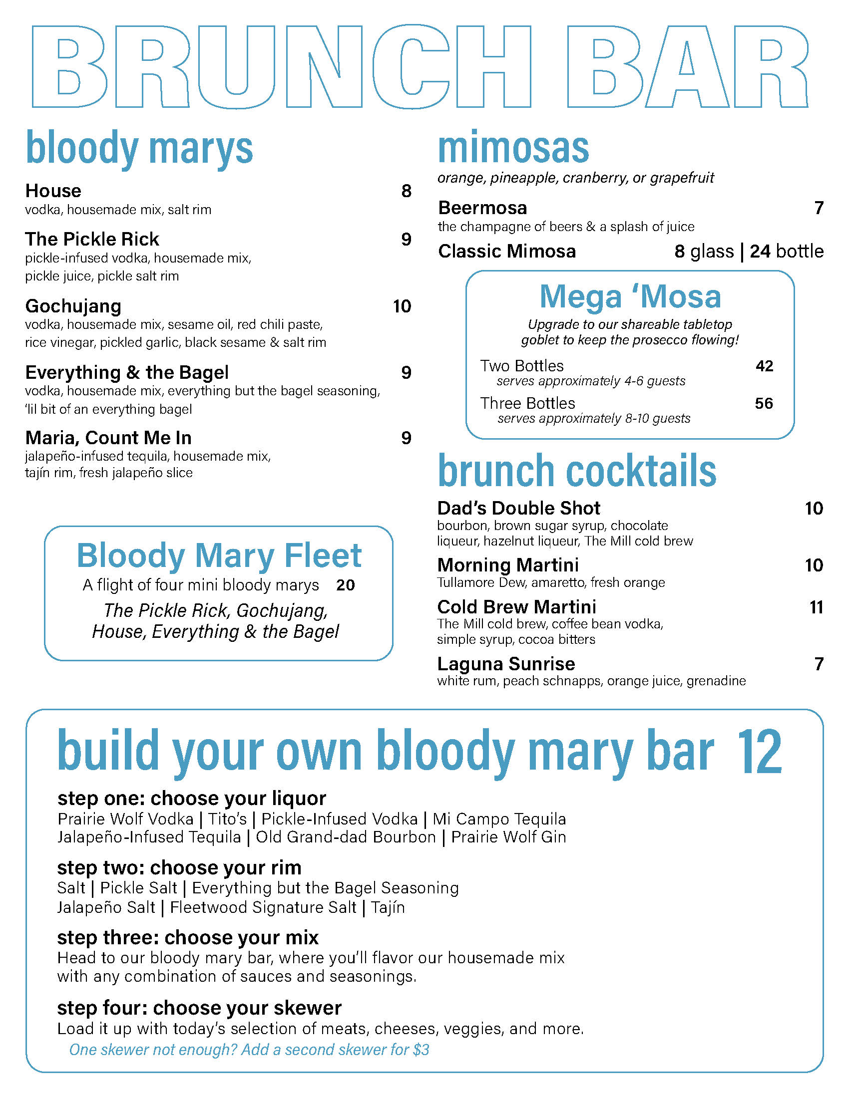 Brunch Drink Menu