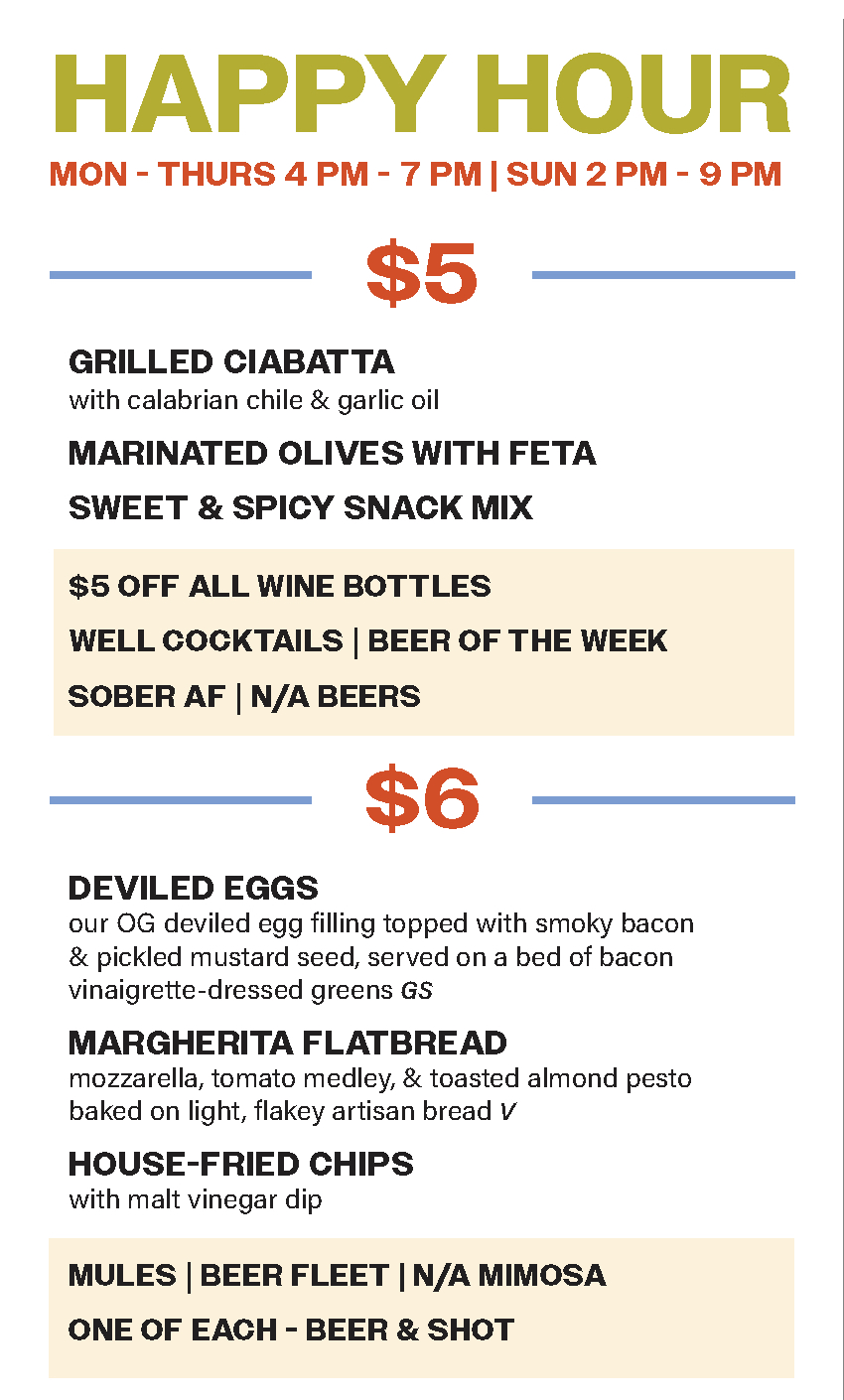 Happy Hour Menu Page 1