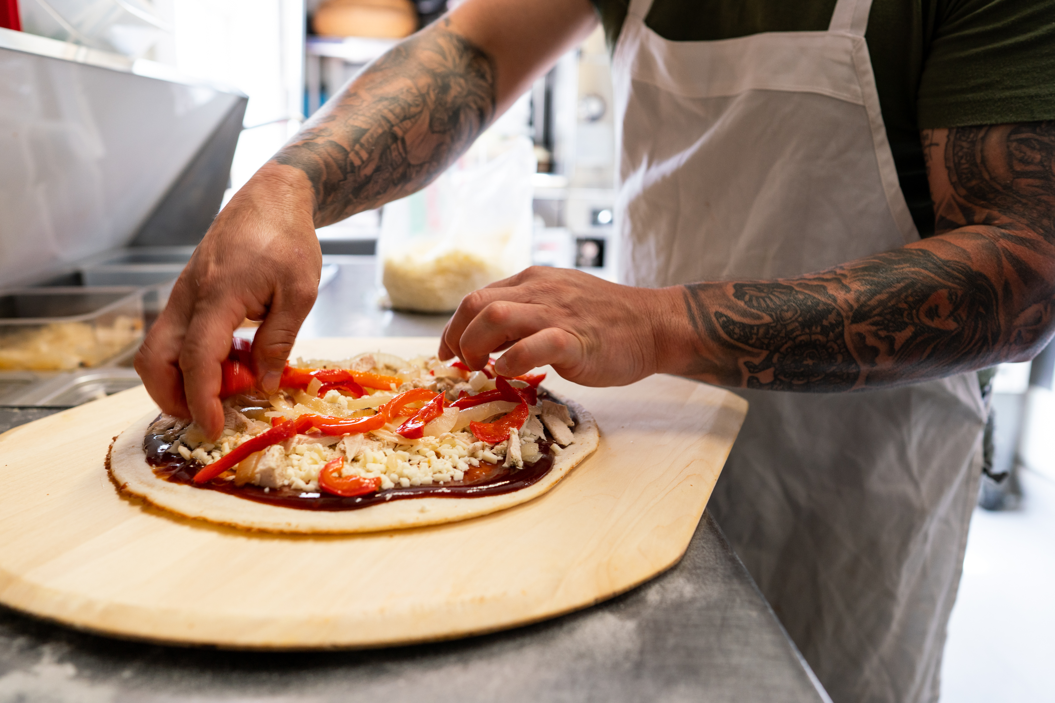 Handmade artisanal pizza with locally sourced ingredients at Frankie's Pizza & Ice Cream in Mendocino Village